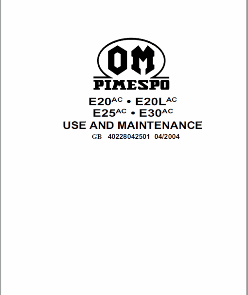 OM Pimespo E20ac, E20Lac, E25ac, E30ac Series 4022 and 4023 Workshop Manual - Image 2