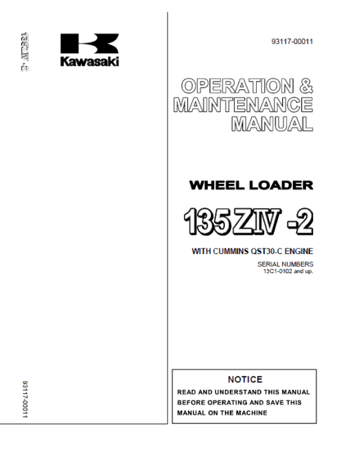 Kawasaki 135ZV-2 Wheel Loader Service Manual - Image 2