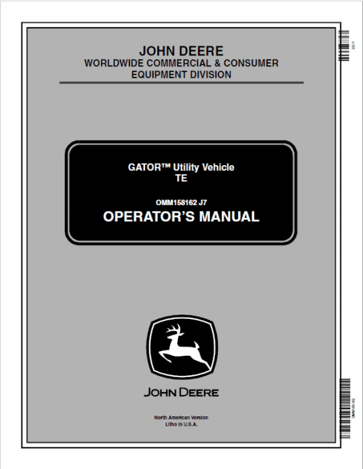 John Deere TE Gator Utility Vehicles Repair Technical Manual (TM2339) - Image 2