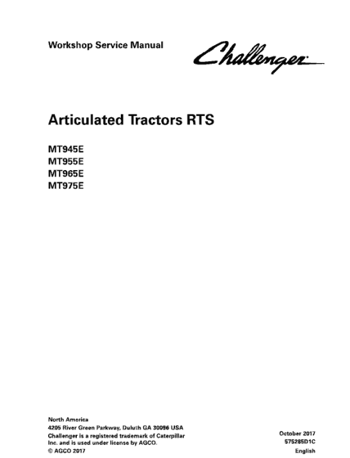 Challenger MT945E, MT955E, MT965E, MT975E Tractor Service Manual - Image 2