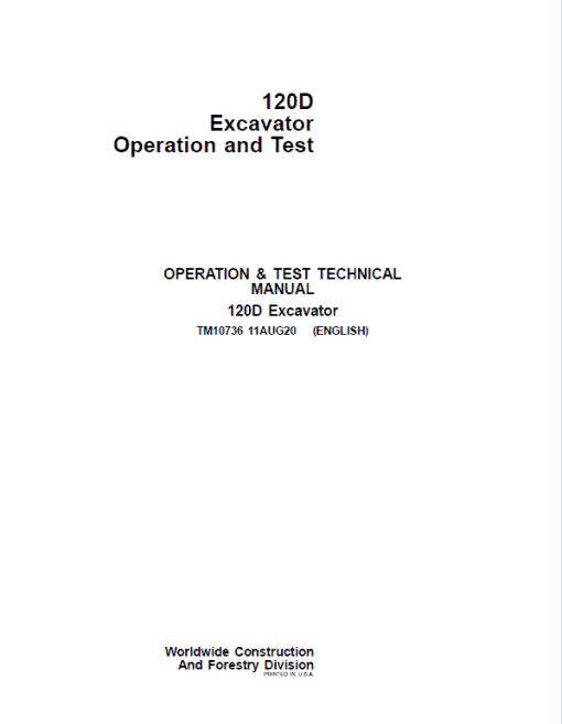 John Deere 120D Excavator Repair Technical Manual - Image 2