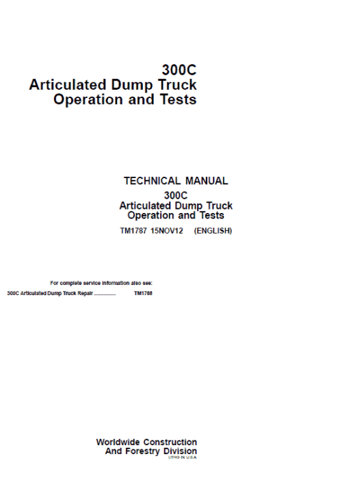 John Deere 300C Articulated Dump Truck Repair Technical Manual - Image 2