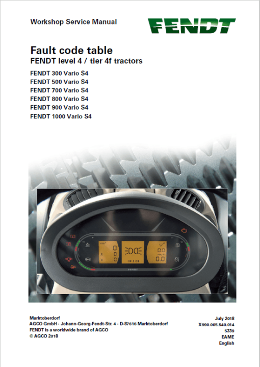 Fendt 1038, 1042, 1046, 1050 Vario S4 Tractors Workshop Repair Manual - Image 2