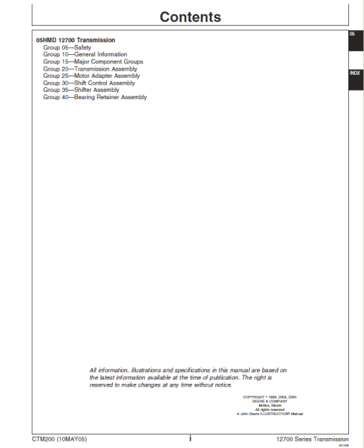 John Deere HMD 12700 Series Transmission Service Repair Manual (CTM200) - Image 2