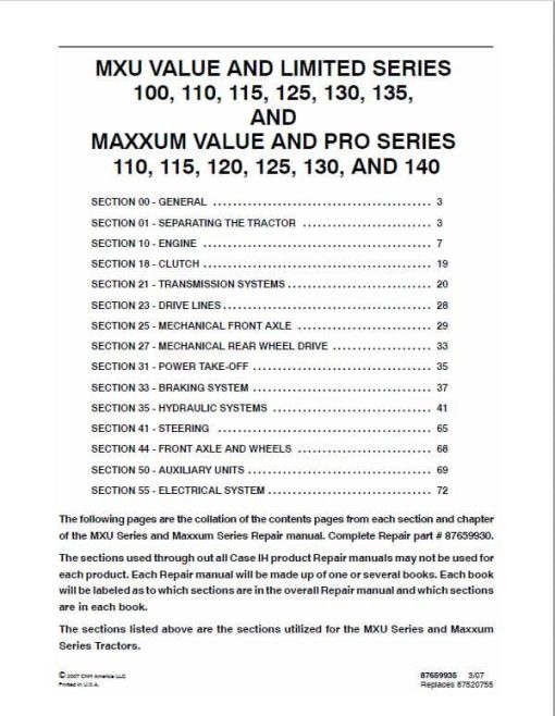 Case MXU100, MXU110, MXU115 Maxxum Tractor Service Manual - Image 2