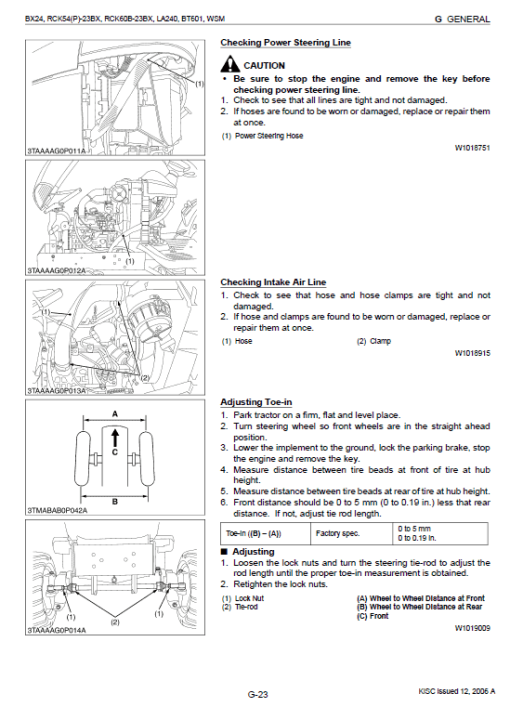 Kubota BX24, LA240, BT601 Tractor Loader Workshop Manual - Image 2