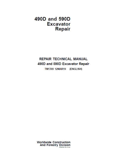 John Deere 490D, 590D Excavators Repair Technical Manual - Image 2