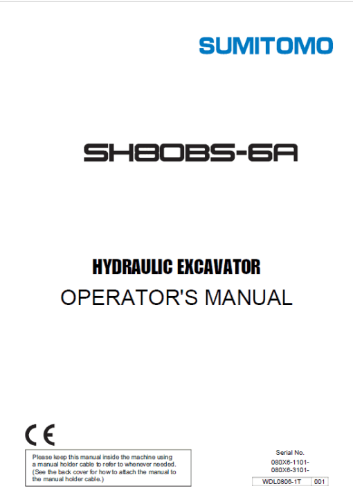 Sumitomo SH80BS-6A Hydraulic Excavator Repair Service Manual - Image 2