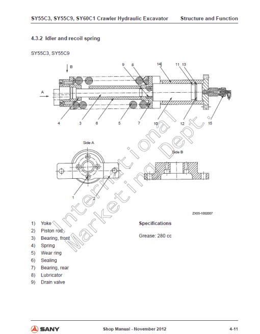 Sany SY55C3, SY55C9, SY60C1 Hydraulic Excavator Repair Service Manual - Image 2