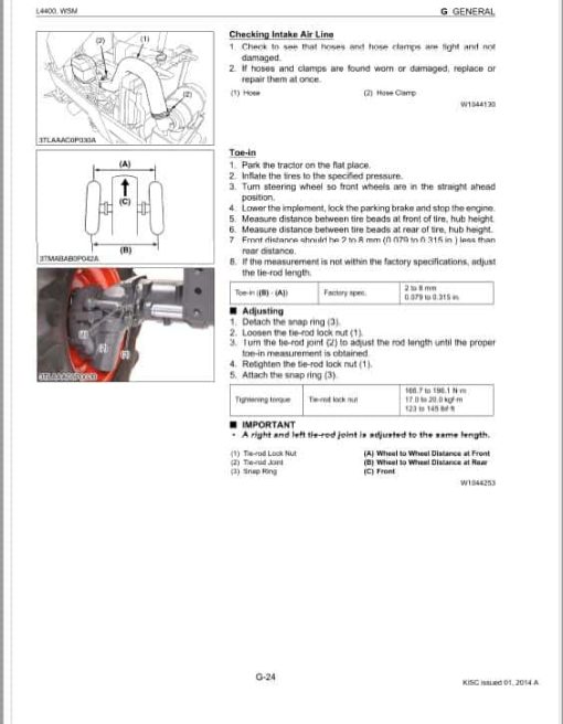 Kubota L4400, L4400HST, L4400, L4400HSTHST Tractor Workshop Repair Manual - Image 2