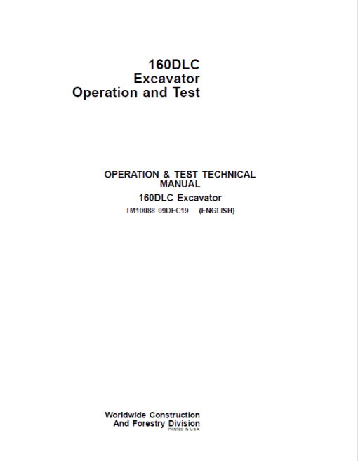 John Deere 160DLC Excavator Repair Technical Manual - Image 2