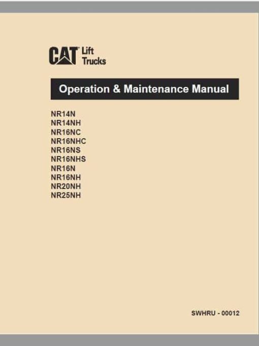 CAT NR14N, NR16N, NR20NH, NR25NH Reach Truck Service Manual - Image 2