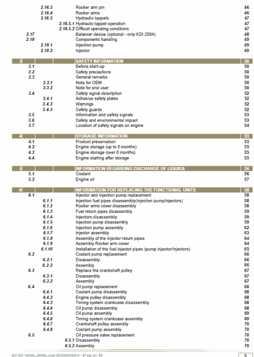 Kohler Diesel KDI 1903 M and KDI 2504 M Engine Service Manual - Image 4