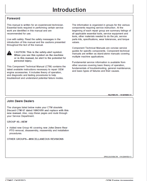 John Deere OEM Engine Accessories Service Repair Manual (CTM67) - Image 2