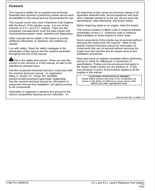 John Deere PowerTech 4.5L, 6.8L Diesel Engines Level 4 Fuel Systems - Bosch VP44 Pump Repair Manual - Image 2