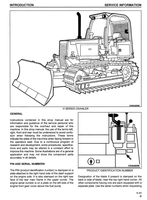 Komatsu Dresser TD7H, TD8H, TD9H Dozer Service Manual - Image 2