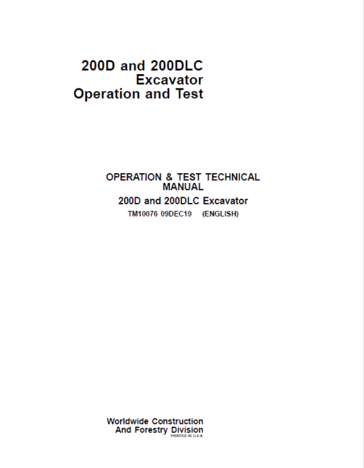 John Deere 200D, 200DLC Excavator Repair Technical Manual - Image 2