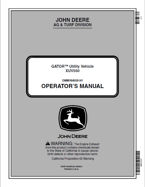 John Deere XUV550, XUV550 S4, XUV560, XUV560 S4 Gator Utility Vehicles Repair Manual - Image 2