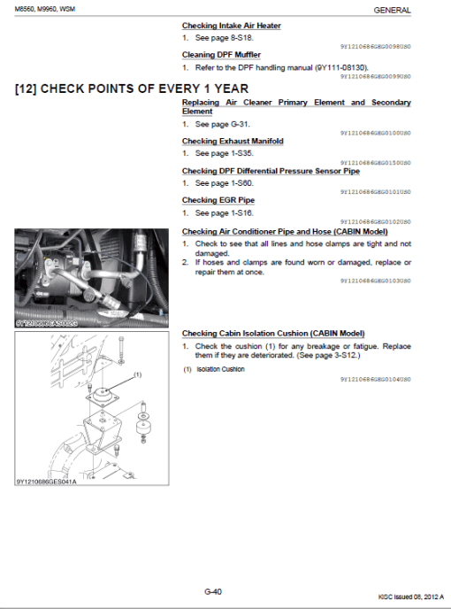 Kubota M8560, M9960 Tractor Workshop Service Manual - Image 2