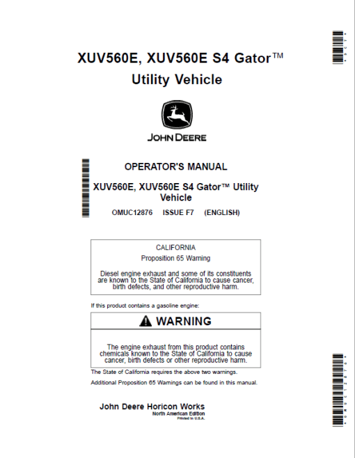 John Deere XUV560E, XUV560E S4 Gator Utility Vehicles Repair Manual (S.N 010001 - 040000) - Image 2