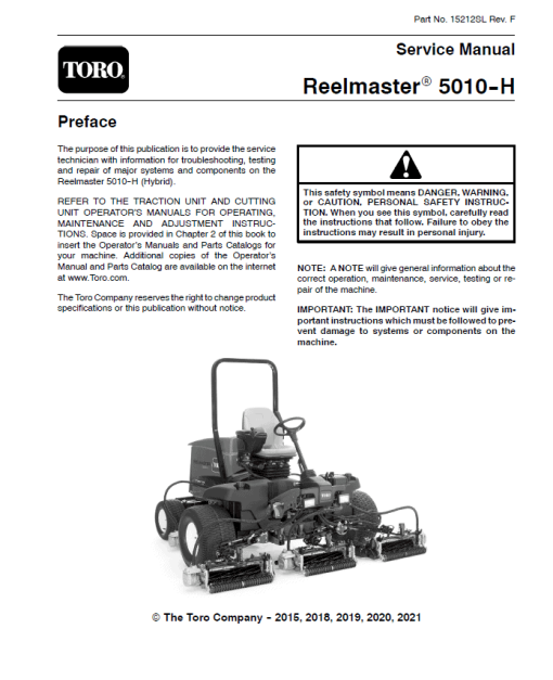 Toro Reelmaster 5010-H Service Repair Manual - Image 2