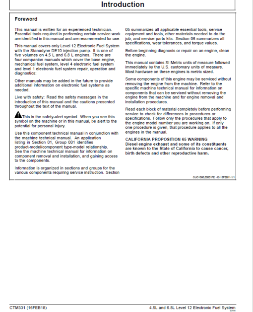 John Deere PowerTech 4.5L, 6.8L Diesel Engines Level 12 Electronic Fuel System - Stanadyne DE10 Pump Repair Manual - Image 2