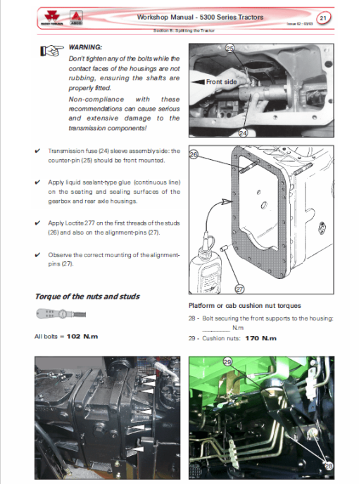 Massey Ferguson 5335, 5340, 5360, 5365 Tractor Service Manual - Image 2