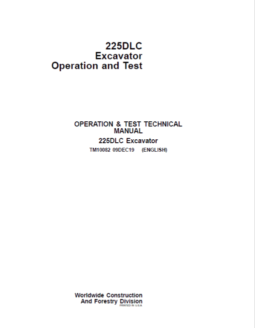 John Deere 225DLC Excavator Repair Technical Manual - Image 2