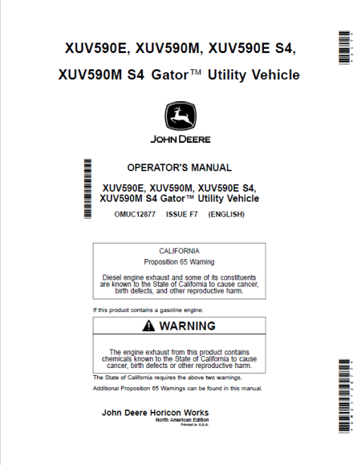 John Deere XUV590E, XUV590E S4 Gator Utility Vehicles Repair Manual (S.N 010001 - 040000) - Image 2