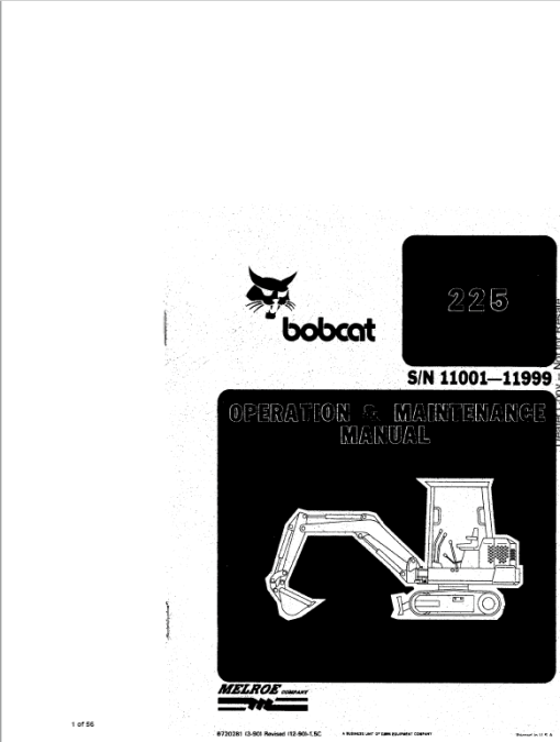 Bobcat X225 Excavator Service Manual - Image 5