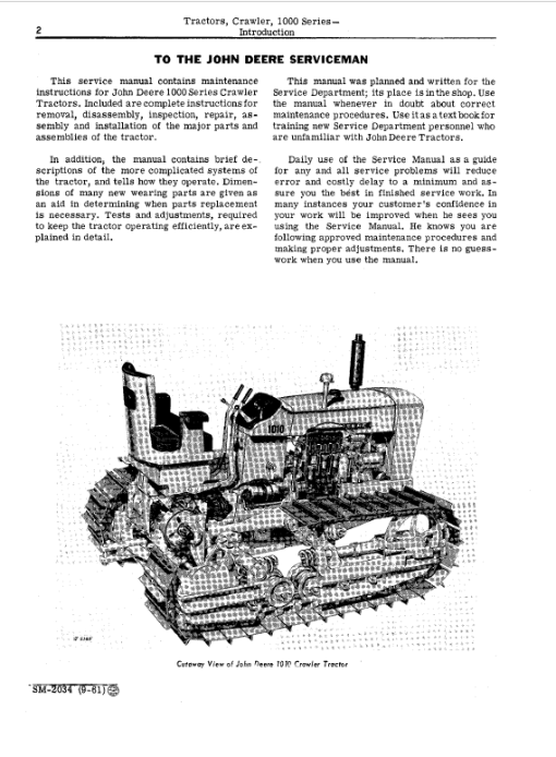 John Deere 1000 and 1010 Series Crawler Tractors Technical Manual - Image 2