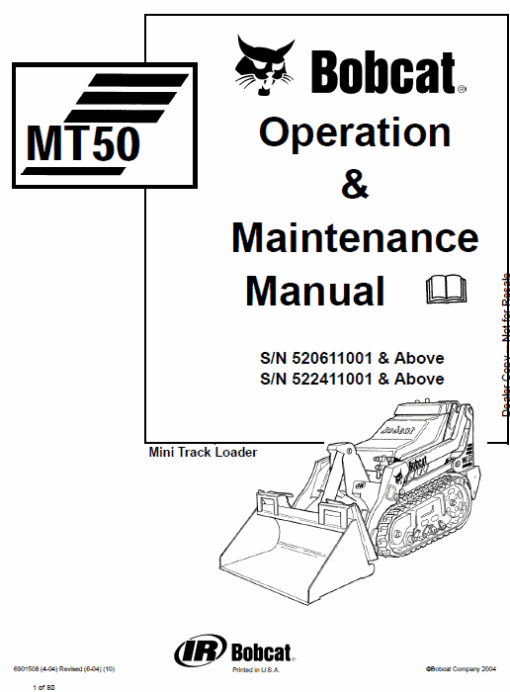 Bobcat MT50 Mini Loader Service Manual - Image 2