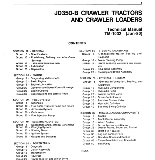 John Deere 350, 350B Crawler Tractor  Repair Technical Manual (TM1032 and SM2063) - Image 3