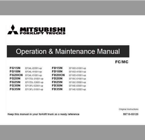 Mitsubishi FD25N, FD30N, FD35N Forklift Service Manual - Image 2