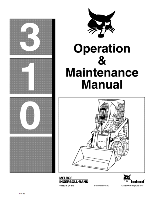 Bobcat 310 and 313 Skidsteer Loader Service Manual - Image 2