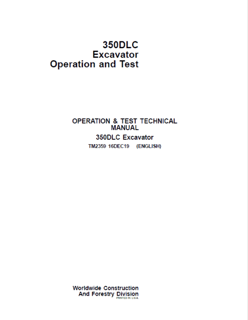 John Deere 350DLC Excavator Repair Technical Manual - Image 2