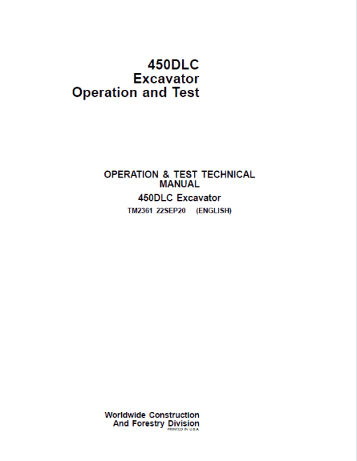 John Deere 450DLC Excavator Repair Technical Manual - Image 2