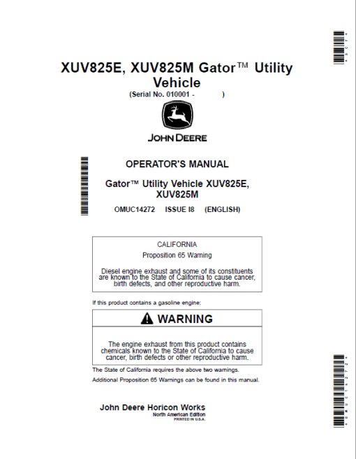 John Deere XUV825E, XUV825M, XUV825M S4 Gator Utility Vehicles Repair Manual (010001-040000) - Image 2