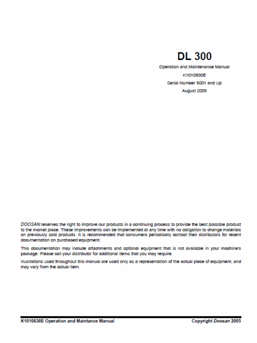 Doosan Daewoo DL300 Wheeled Loader Service Manual - Image 3