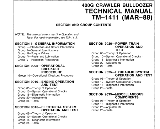 John Deere 400G Crawler Bulldozer Repair Technical Manual (TM1411 and TM1142) - Image 4