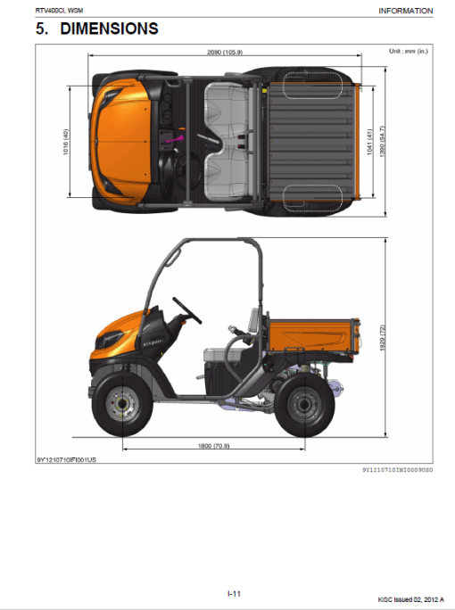 Kubota RTV400CI Utility Vehicle Workshop Service Manual - Image 2