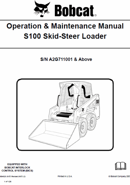 Bobcat S100 Skid-Steer Loader Service Manual - Image 4