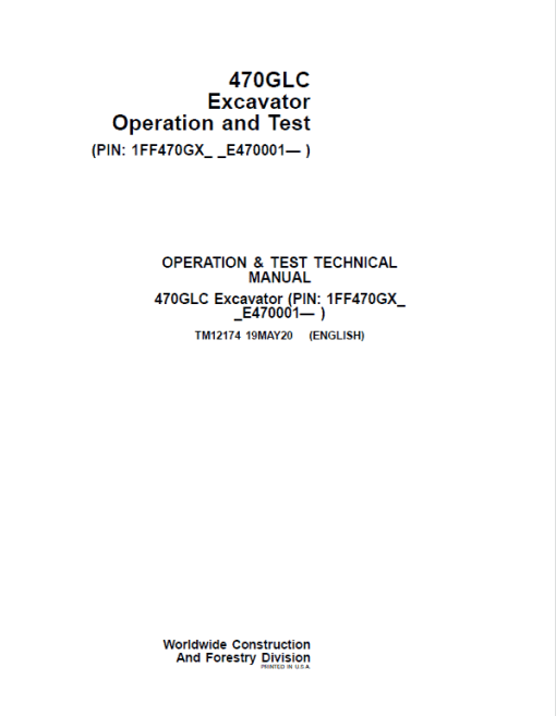 John Deere 470GLC Excavator Repair Technical Manual (S.N after E470001 -) - Image 2