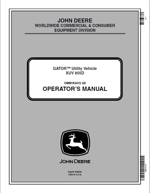 John Deere XUV855D Gator Utility Vehicle Repair Technical Manual (TM107219) - Image 2