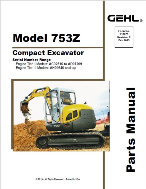 Gehl GE 753Z Excavator Repair Service Manual - Image 2