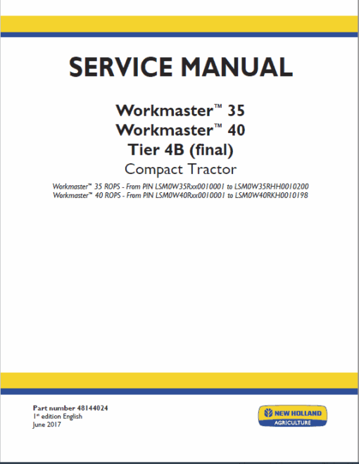 New Holland Workmaster 35 and 40 Tractor Service Manual - Image 2