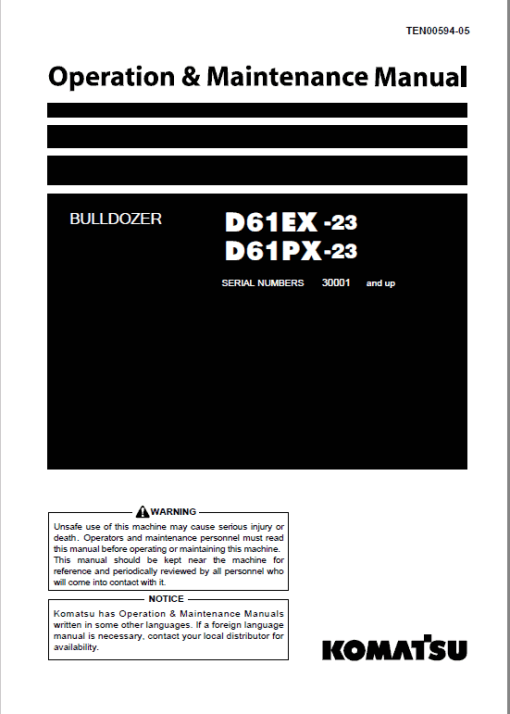 Komatsu D61EX-23, D61PX-23 Dozer Service Manual - Image 2