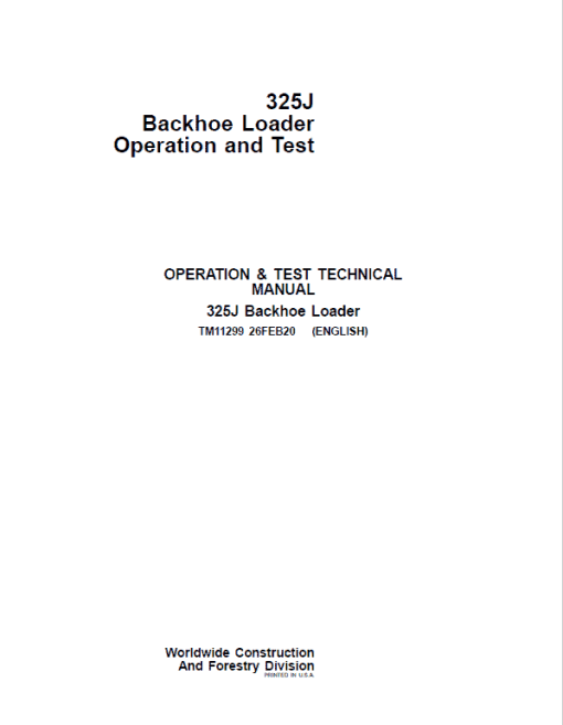 John Deere 325J Backhoe Loader Repair Technical Manual - Image 2