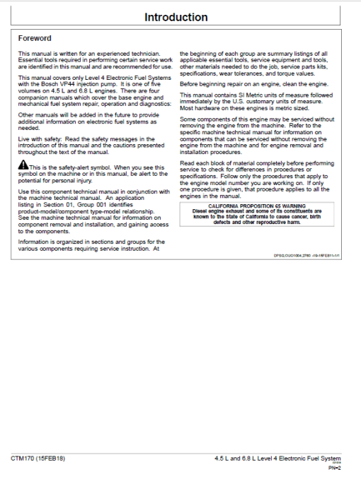 John Deere PowerTech 4.5L, 6.8L Diesel Engine Technical Manual (CTM170) - Image 2