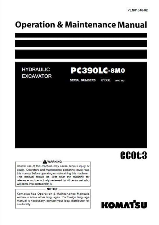 Komatsu PC390LC-8M0 Excavator Repair Service Manual - Image 2